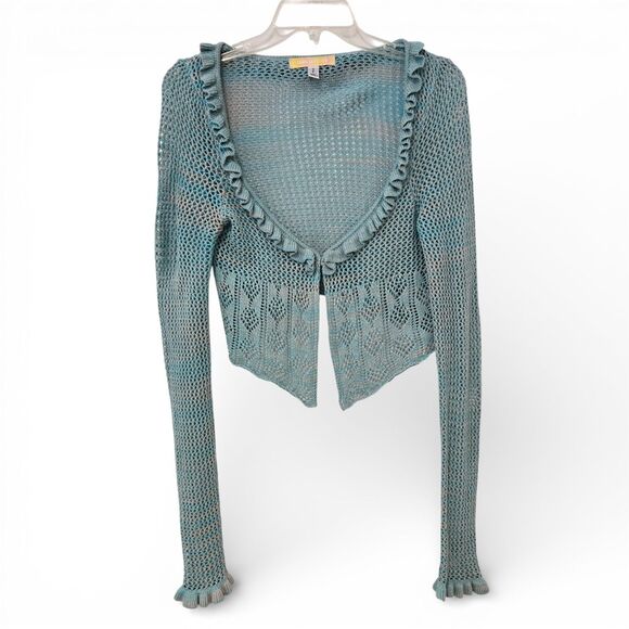 Urban Outfitters Sweaters - Urban Outfitters Lily Open-Knit Flyaway Crop Cardigan Small Crochet Y2K Babydoll